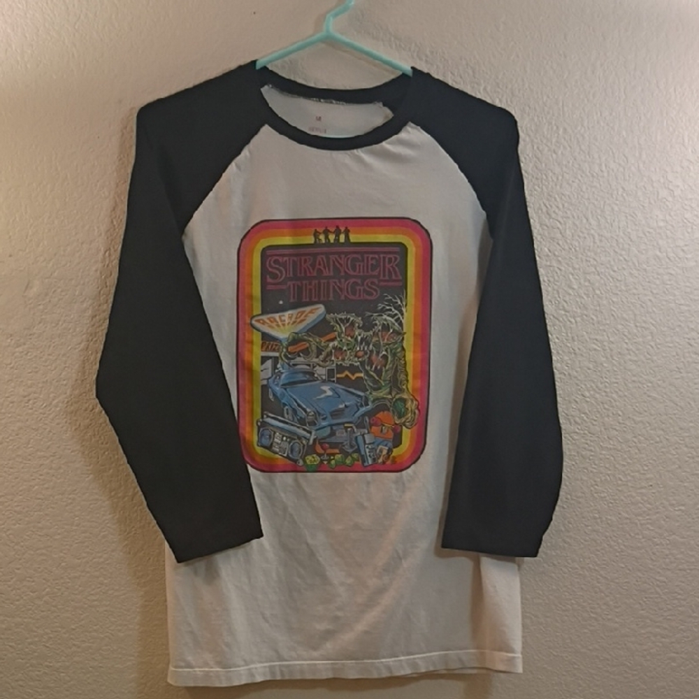 Netflix Black & White Raglan Stranger Things Graphic Tee